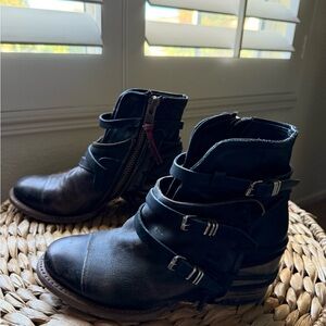 Freebird Black Strappy Ankle Boots